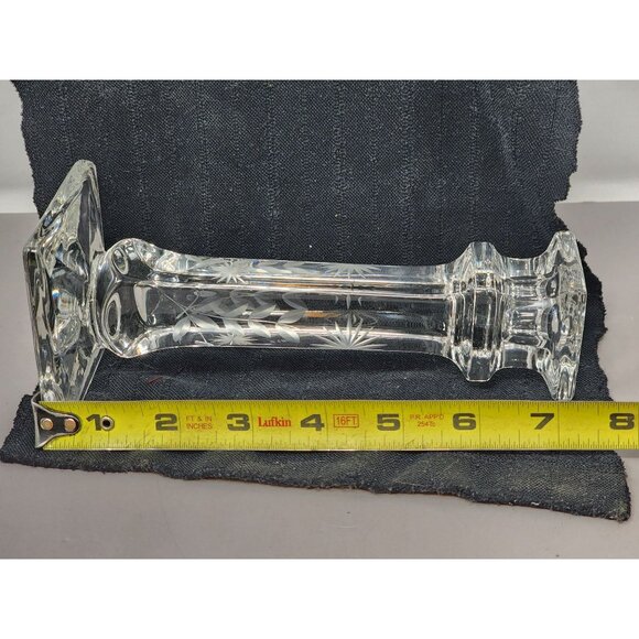 Vintage Westmoreland Etched Glass Candlestick Holders Elegant Square Base Design - Picture 11 of 11